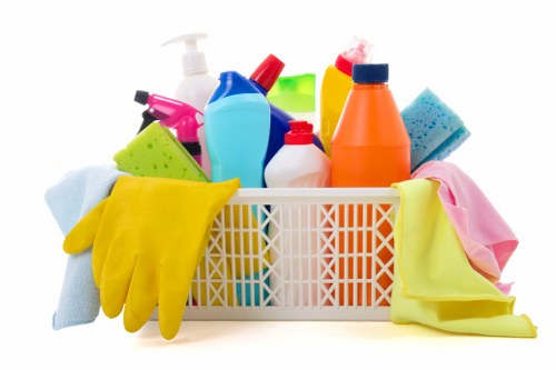 Waste sorting and responsible disposal during cleaning work