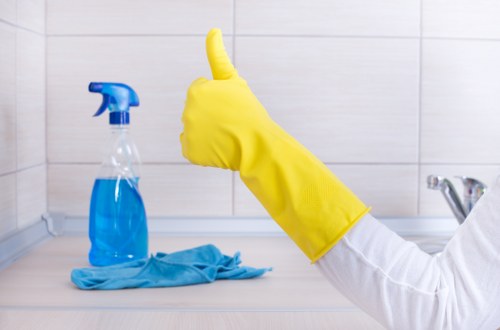 Cleaner preparing products and tools for a property visit