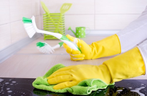 Professional office cleaning equipment used in a Kennington office